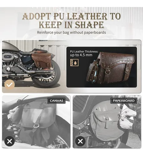 Nicecnc Motocicleta Sillín Bolsas, Cuero De La Pu Motocic...