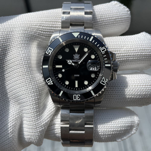 Reloj Steeldive Submariner Cuarzo Sd1953 2025 41 Mm Plateado Negro Negro