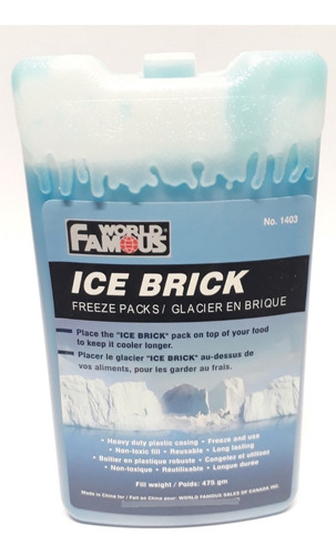 Ice Brick Grande 475 Gm Sustitito De Hielo Paq. 12 Pzas.