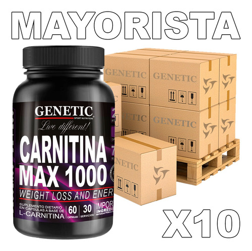 10 Quemador Grasa Abdominal Carnitina Max 1000 60cáp Genetic