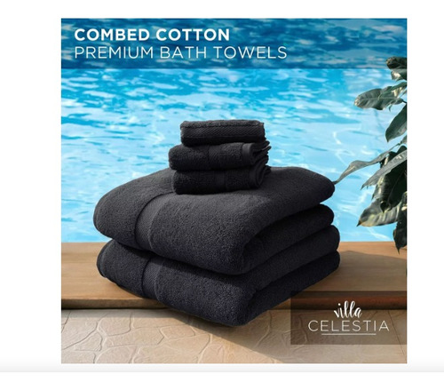 Villa Celestia ® 3 Toallas De Baño Negras 140cm 100% Algodón