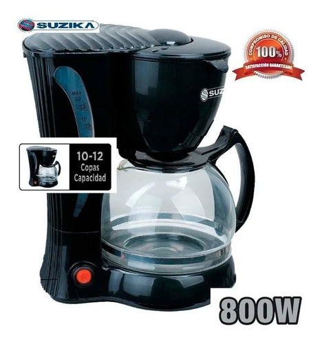 Cafetera Electrica Suzika Caf035 Jarra Vidrio Filtro 12 Taza