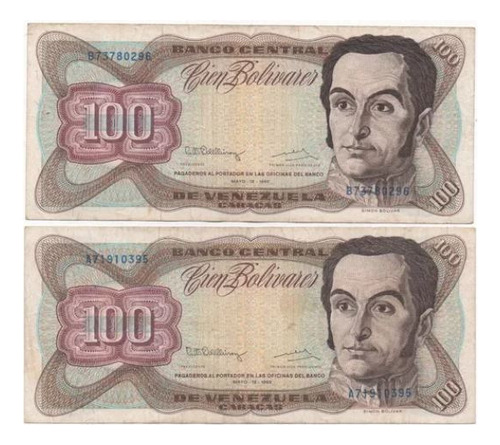  Billetes De Colección. Bs 100  Año1992 Seriales  A - B  