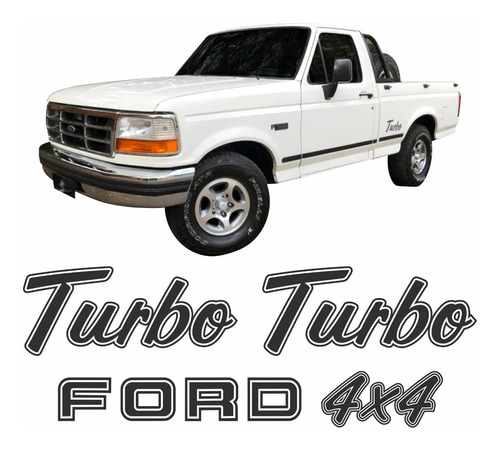 Kit Emblema Adesivo Ford F1000 Turbo 4x4 Em Preto F10001