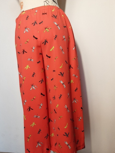 Imagen 3 de 10 de Pantalón Italiano Estilo Palazzo Con Libélulas, Talla S