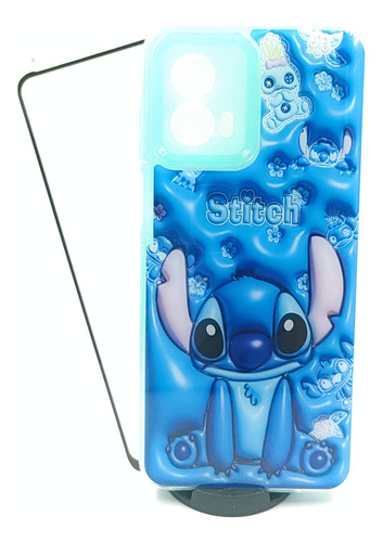 Case 3d Stitch + Mica Cristal Para Motorola G53