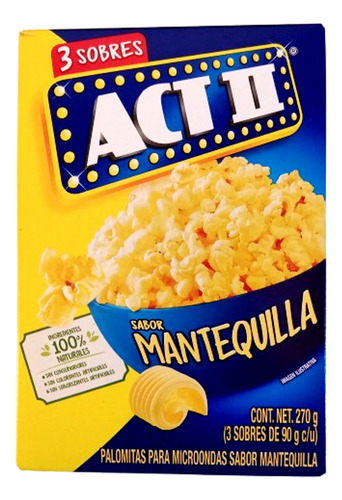 3 Palomitas Act Ii Mantequilla Para Microondas + 1 Gratis