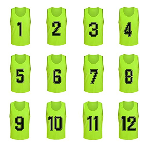 Conjunto De 12 Petos Numerados/chalecos De Entrenamient...