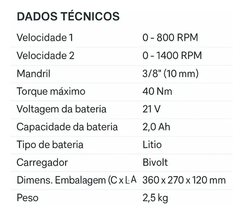 Furadeira Parafusadeira Razi 21v Brushless Rz-fpbb21