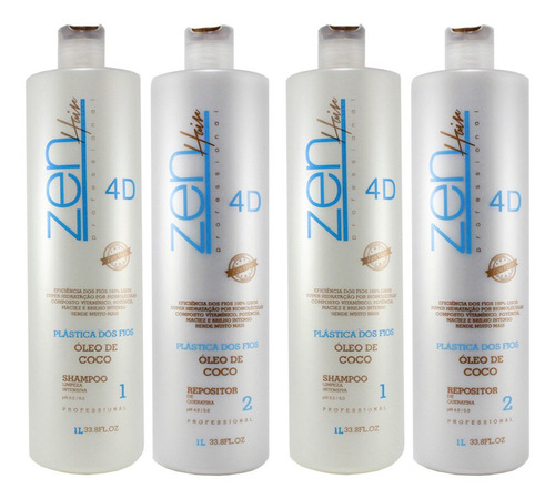 Zen Hair 2 Kit Escova Progressiva 4d Coco E Queratina 4x1 Li
