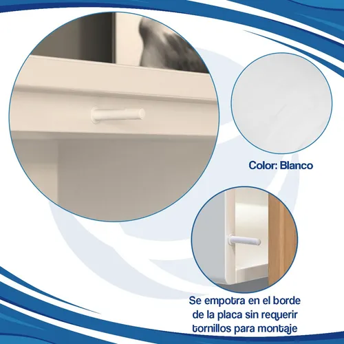 Sistema Push Open Puerta Embutir 70 Mm Blanco Plástico X 50*