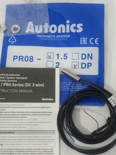 Sensor Inductivo Pr08-1.5dp,24vdc, Pnp/no, Original Autonics