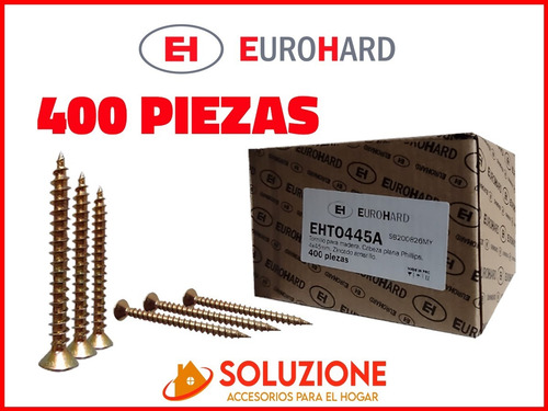 Imagen 8 de 10 de Tornillos 4mm X 45mm X 400unid Eurohard Amarillo Premium