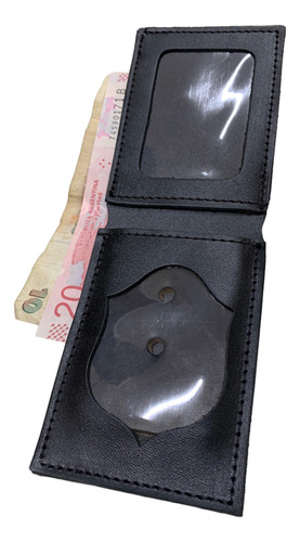 Porta Credencial Billetera Cuero 100% Policia Seguridad Priv