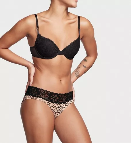 Calcinha Victorias Secret Algodão E Renda Hipster Leopard