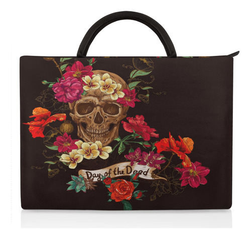 Funda Para Laptop Diseño Calavera Azucar 15.6  Floral Dia