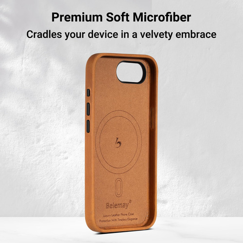 Capa De Couro Belemay Compatível Com iPhone 16e Com Magsafe