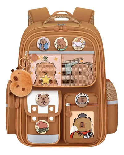 Bonita Mochila Con Dibujos Animados De Capibara De Gran Capa