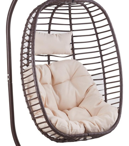 Silla Colgante Cozumel Forma Huevo Jardin Hogar Interiores Color Chocolate Liso