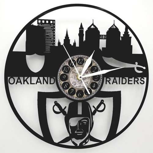 Reloj Corte Laser 3718 Oakland Raiders Ciudad Y Logo
