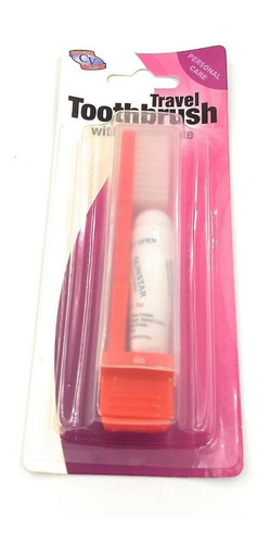 Cepillo D Dientes Rojo Y Pasta Dental Para Viaje En Blister