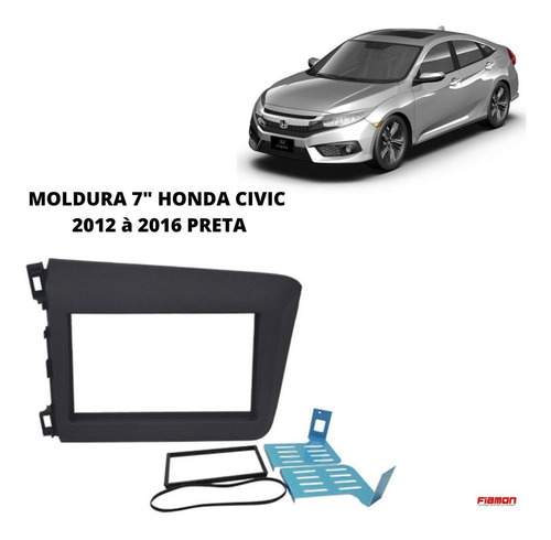 Moldura 2 Din Fiamon Honda Civic 2012 À 2016 Preta