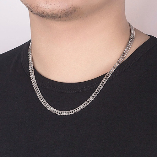 Imagen 4 de 6 de Cadena Triple Grumet Chapado Plata 925 Collar 6mm De Hombre
