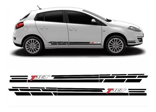 Kit De Adesivos Faixas Lateral Fiat Bravo Tjet Preto Bravopt