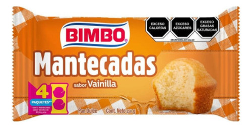 3 Pzas Pan Dulce Mantecadas Bimbo Vainilla Multi Pack 250 G