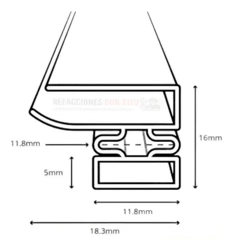 . Rollo Empaque Ceja Ancha For Puerta De Refrigerador 12 Mts