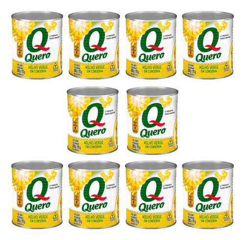 Milho Verde Quero Em Conserva 170g - Kit Com 10 Latas