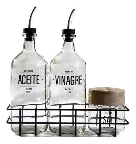 Set Aceitera Vinagrera Vidrio Con Pico 500ml Pettish Online