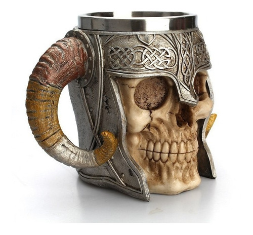 Taza De Calavera Vikinga 3d Para Cerveza Y Café 