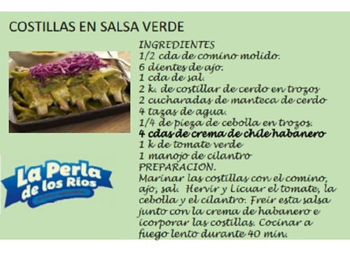Imagen 6 de 9 de Salsa Habanera Verde La Perla De Los Rios Cont Neto 10pz
