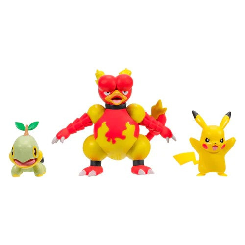 Pokemon Set De 3 Figuras Pikachu + Magmar + Turtwig
