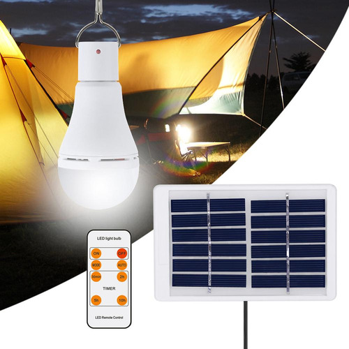 Lámpara De Bombilla Recargable Con Luz Solar Led De 25 Cob D