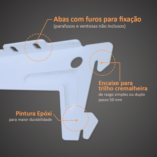 20 Par Suporte Prateleira Com Aba P/ Trilho Cremalheira 20cm