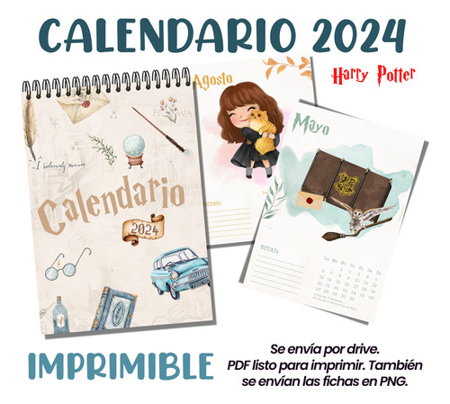 Calendario Imprimible Harry Potter 2024 Pdf