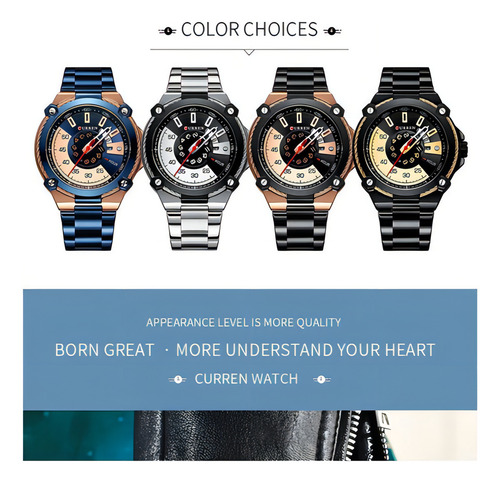 Reloj Impermeable De Cuarzo Con Calendario Curren Para Hombr Color Del Bisel Rose Blue