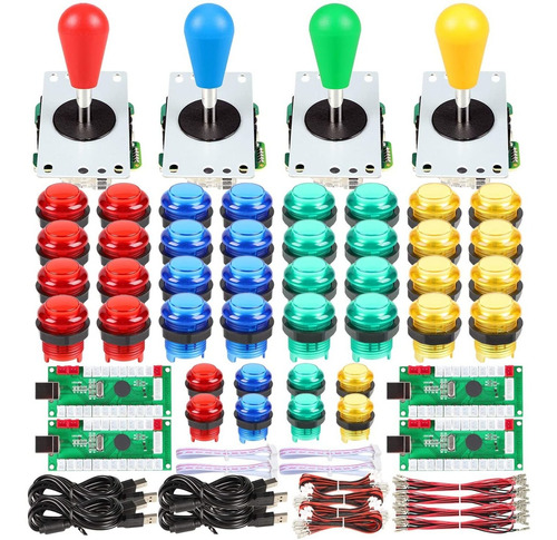 Set De 4 Joystick Arcade Oval  Mame Raspberry Pi / Usb Pc