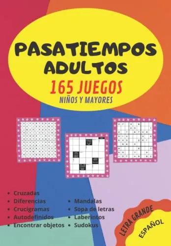 comprar Pasatiempos Adultos: 165 Juegos Pasatiempos Para Ninos Adult