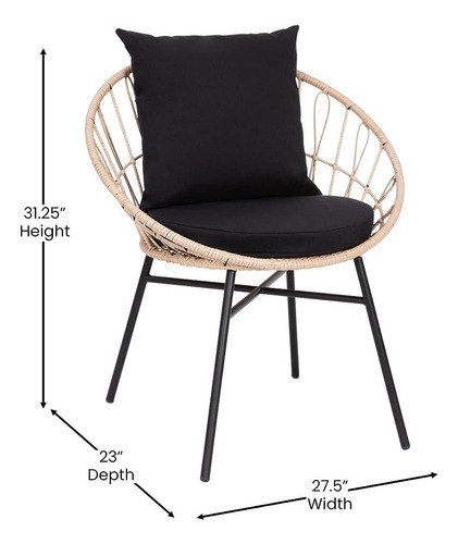 Muebles Flash Tw-vn017-18-tan-bk-gg Devon 3-piece Indoor/out
