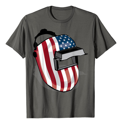 Camisa Con Forma De Casco De Soldadura Con Bandera Americana