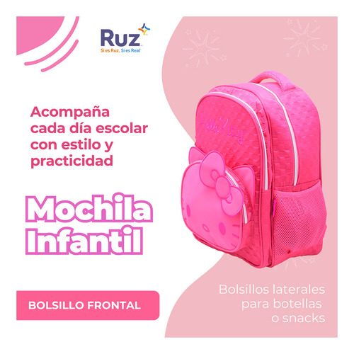 Mochila Primaria Infantil Sanrio Hello Kitty 20 L Rosa Liso