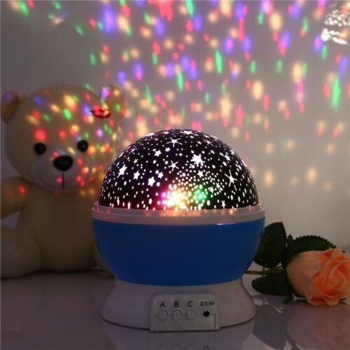 Lampara Velador Luces Estrellas Giratorio Proyector Luz Led Estructura Celeste