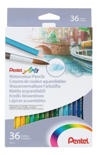 Lapices De Colores Acuarelables Pentel Con 36 Pzs Watercolor