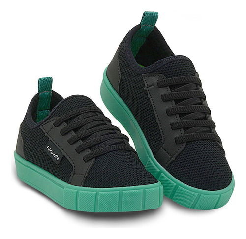 Tênis Pé Com Pé Preto/verde - Estilo Moderno