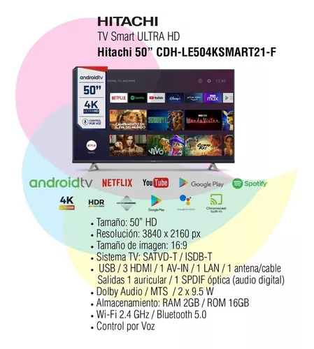 Smart TV 50 4K UHD Hitachi CDH-LE504KSMART21-F