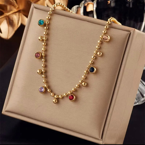 Collar Moderno De Acero Inoxidable En Plata 45 Cm Dorado