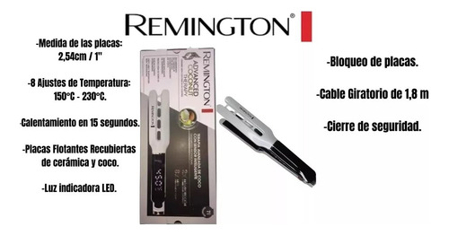 Plancha Alisadora Cabello Remington Advanced Coconut Doble
